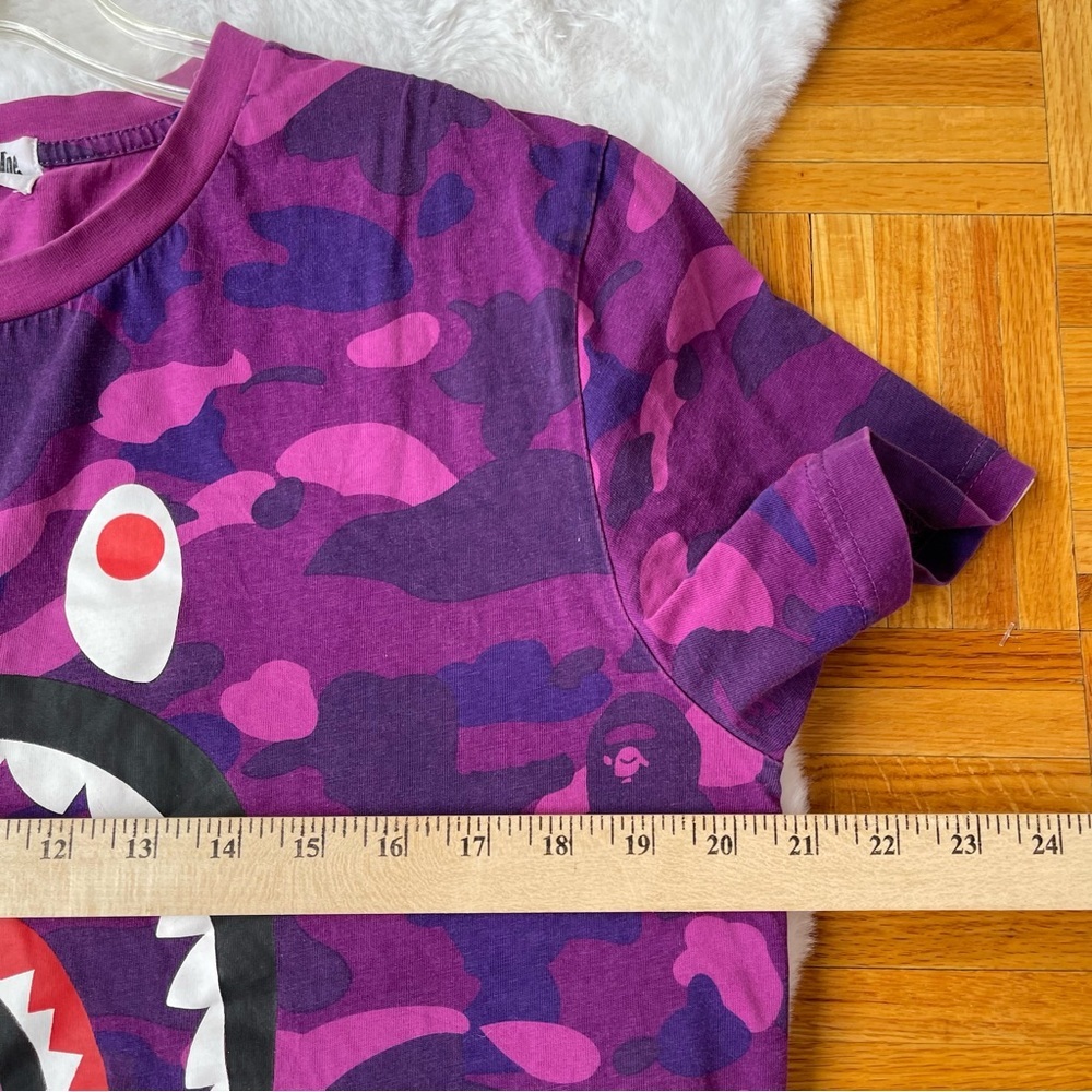 A BATHING APE Split Shark Camo T-Shirt Purple Blue WGM Graphic Tee Medium - Picture 6 of 11